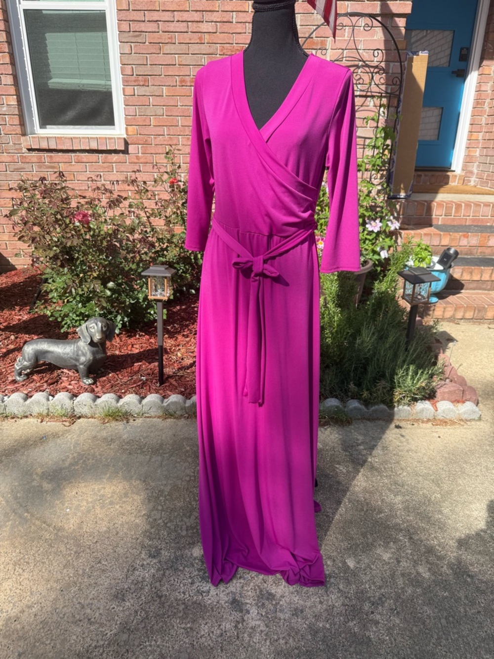 Pinkblush Fuchsia Wrap Maxi Dress with Self-Tie Waist